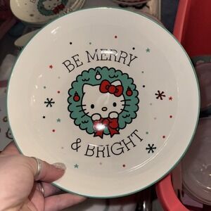 Nwt Sanrio Hello Kitty Christmas Wreath Pasta Bowl Set Of 4 Merry & Bright Gift
